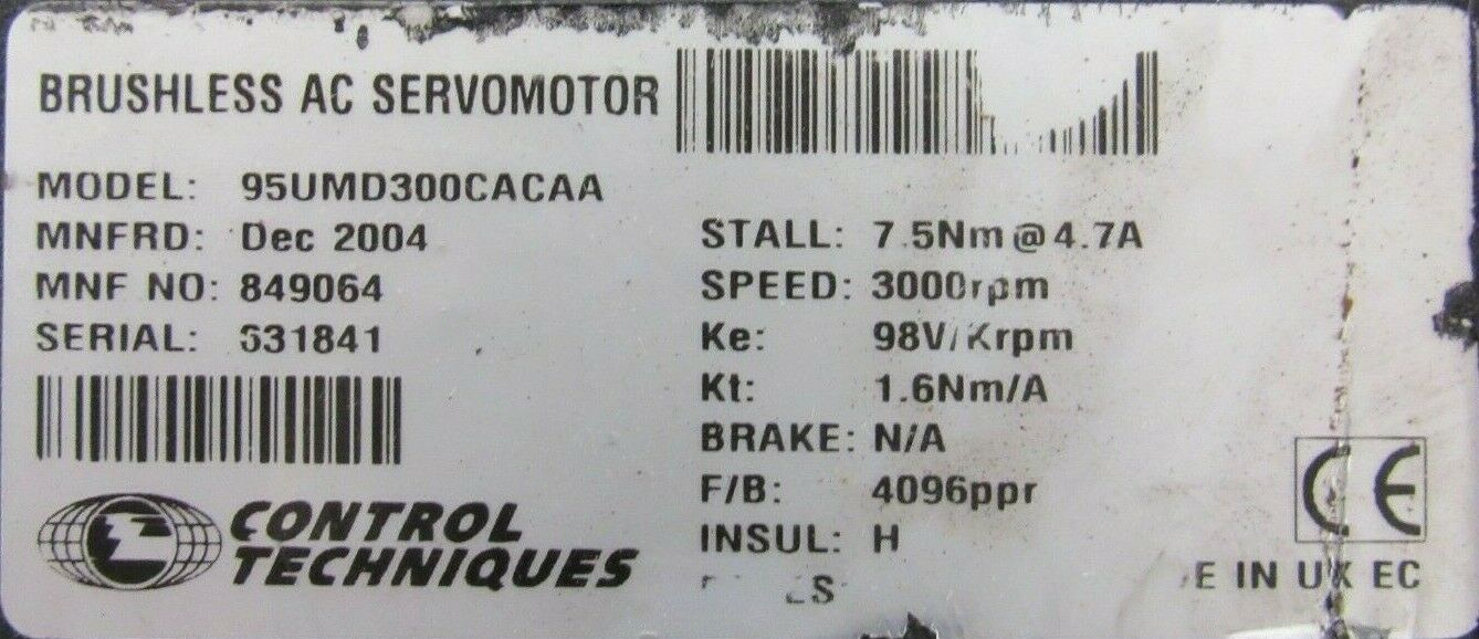 USED CONTROL TECHNIQUES 95UMD300CACAA SERVO MOTOR - Image 4