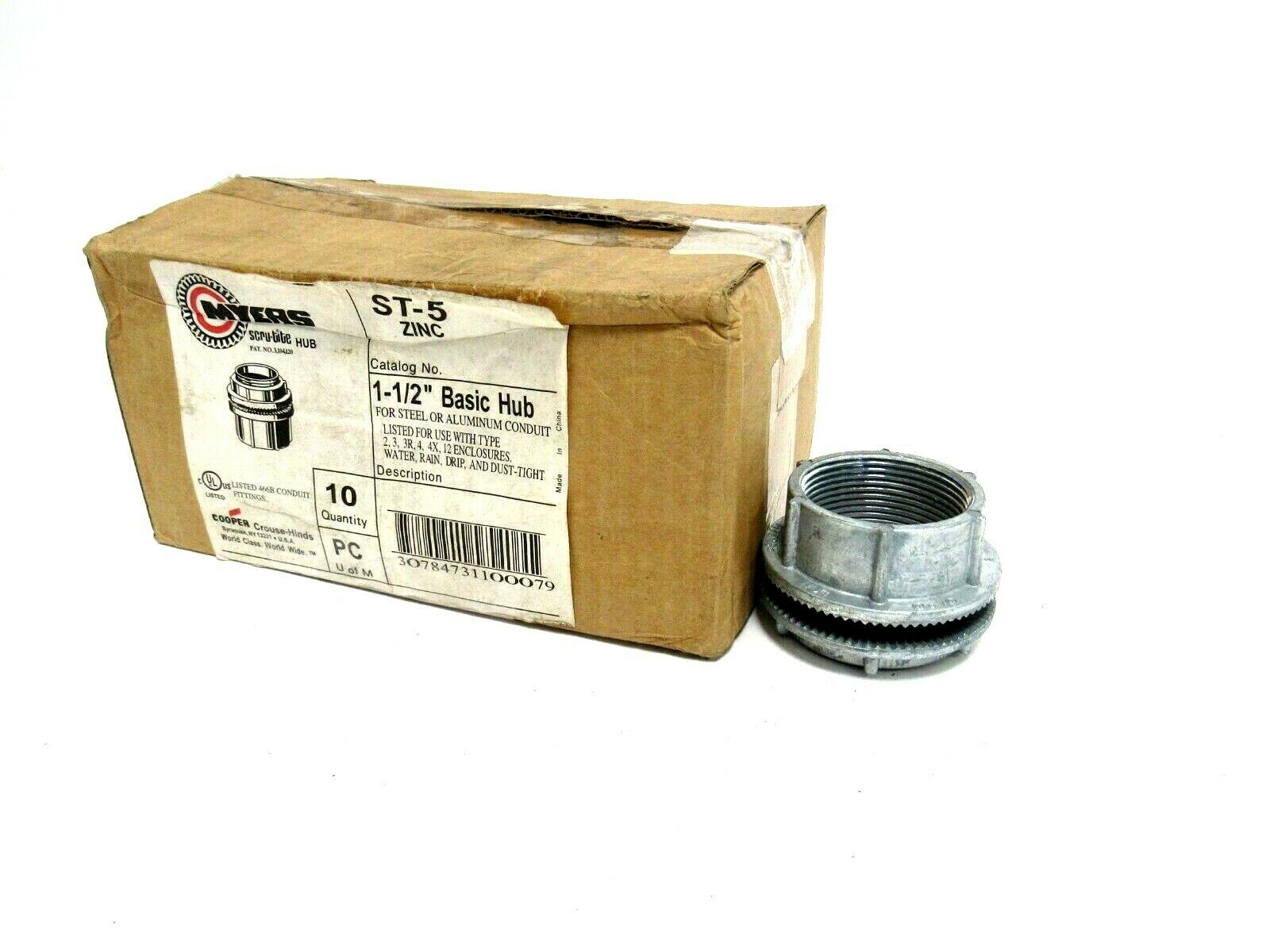 NEW BOX OF 10EA CROUSE HINDS ST-5 BASIC HUB 1-1/2