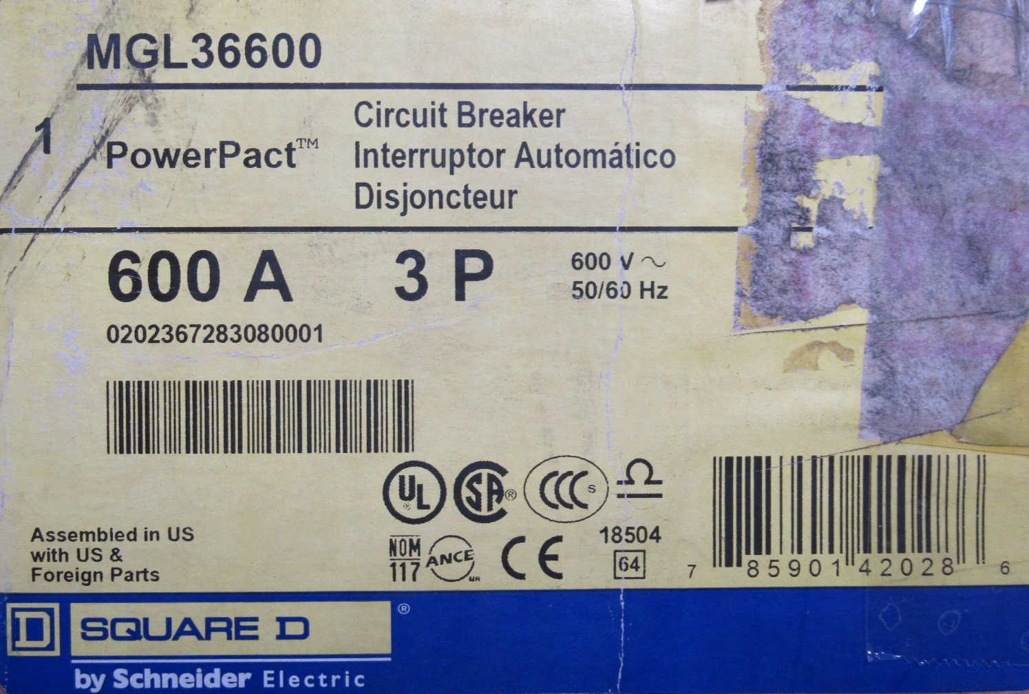 NEW SQUARE D MGL36600 POWERPACT CIRCUIT BREAKER 600A 3P 600V - Image 6
