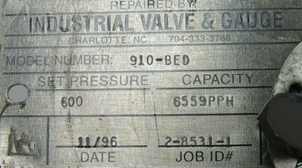REFURBISHED INDUSTRIAL VALVE & GAUGE 910-BED RELIEF VALVE 910BED - Image 4