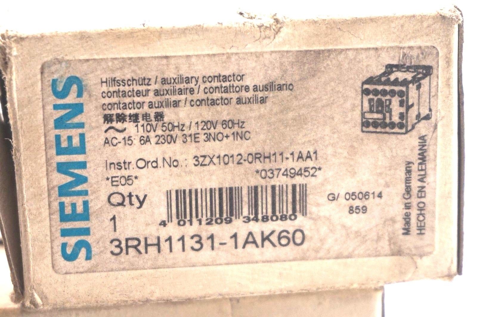 6 NEW SIEMENS 3RH1131-1AK60 AUXILIARY CONTACTOR 3RH11311AK60 - Image 3