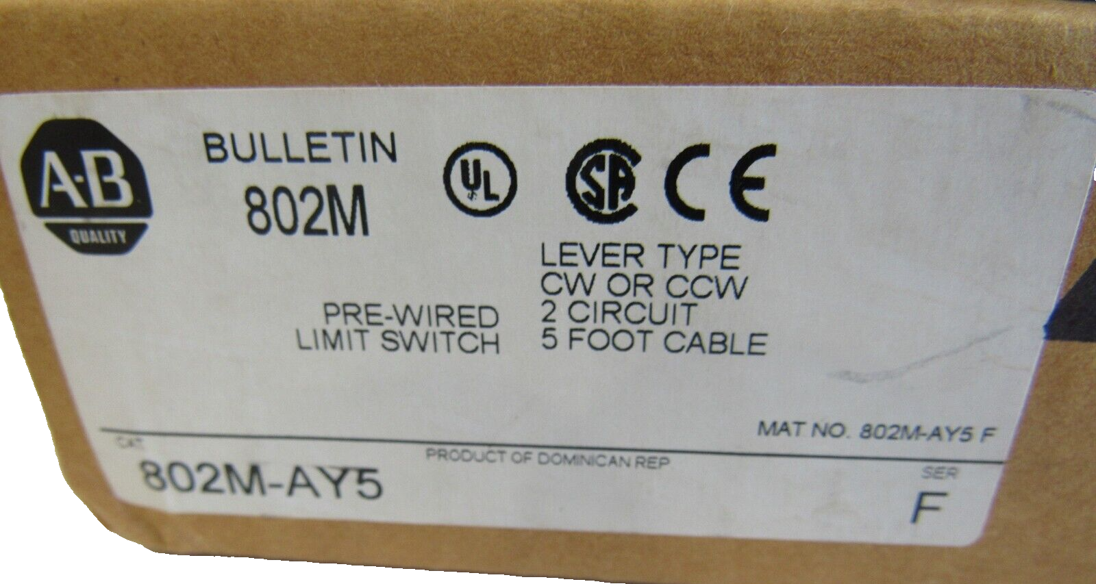 ALLEN BRADLEY 802M-AY5 LIMIT SWITCH SER.F 802MAY5 NEW , SURPLUS - Image 6