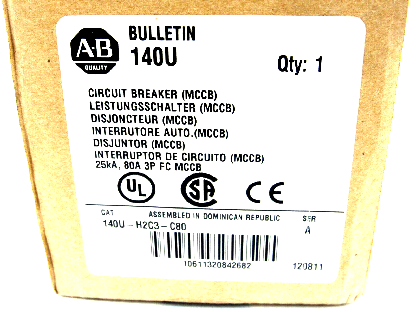 NEW ALLEN BRADLEY 140U-H2C3-C80 CIRCUIT BREAKER SERIES A 140UH2C3C80 - Image 5