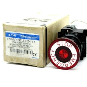 NEW CUTLER HAMMER E34GDB97LED24-1X 2P ILL MT PUSH/PULL RED E-STOP E34GDB97LED241