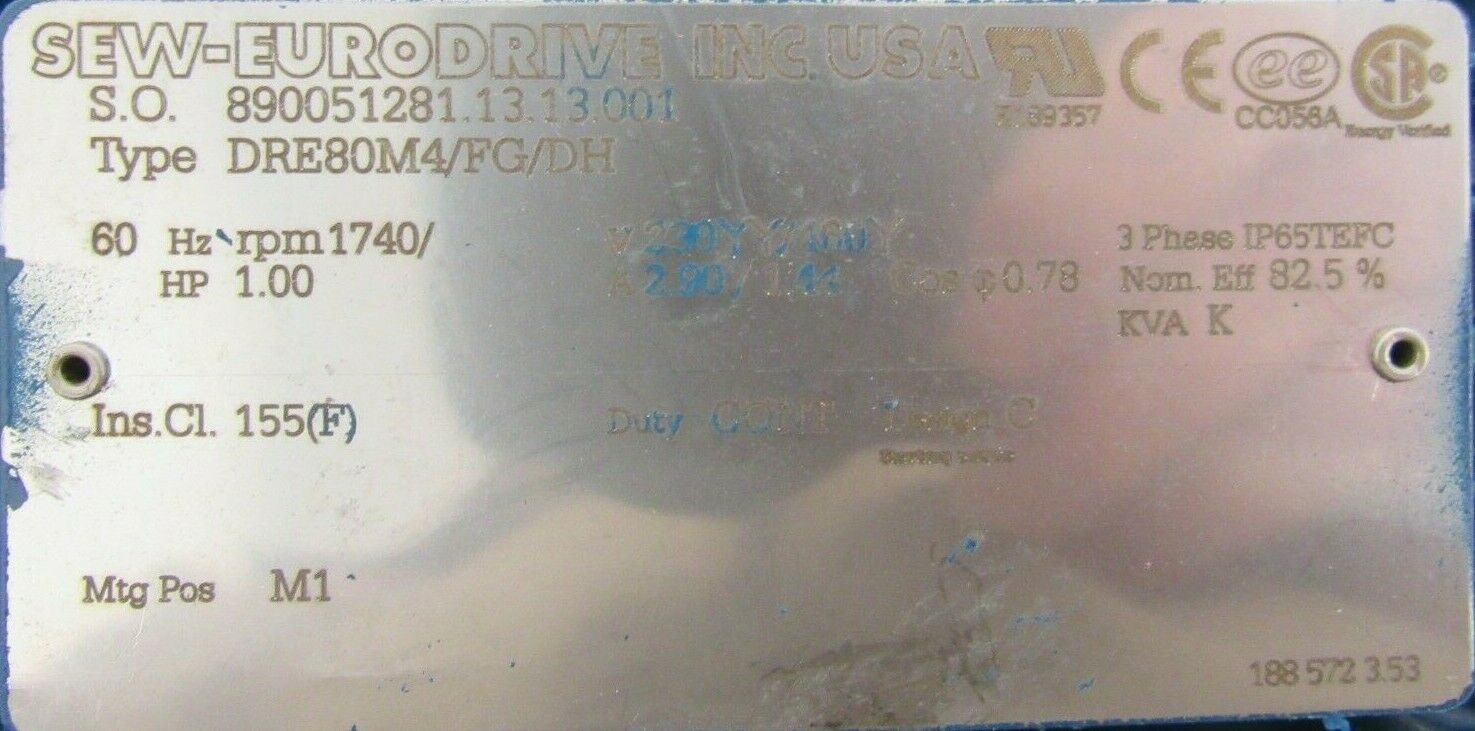 NEW SEW EURODRIVE DRE80M4/FG/DH GEAR MOTOR DRE80M4FGDH - Image 4