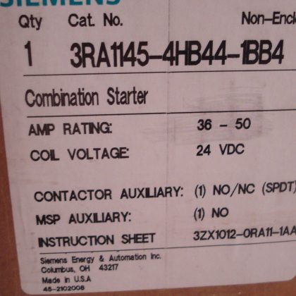 NEW SIEMENS 3RA1145-4HB44-1BB4 COMBINATION STARTER