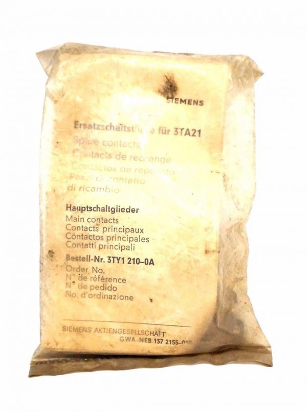 NEW SIEMENS 3TY1-210-0A CONTACT KIT FOR 3TA21 3TY12100A