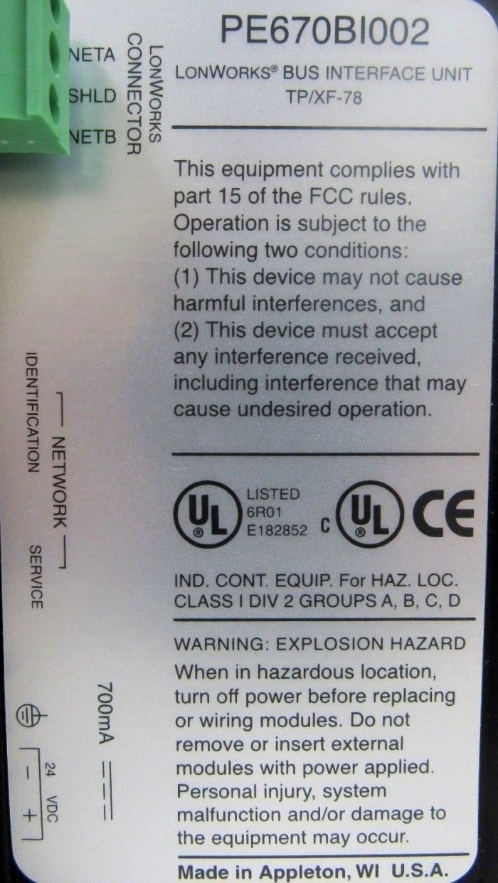 USED GE FANUC PE670BI002 BUS INTERFACE UNIT TP/XF-78 - Image 5