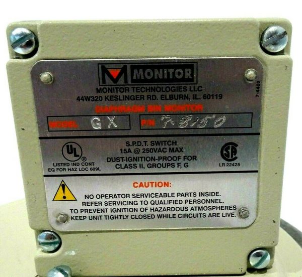 USED MONITOR TECHNOLOGIES 7-8150 DIAPHRAGM BIN MONITOR MODEL GX 78150 - Image 4