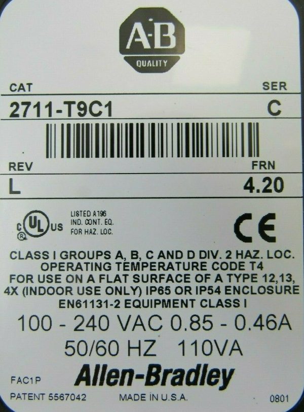 NEW ALLEN BRADLEY 2711-T9C1 PANELVIEW 900 SER C 2711T9C1 - Image 6