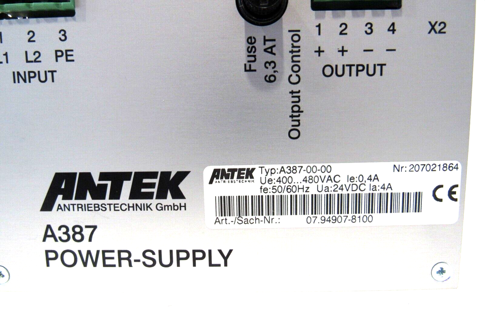 NEW ANTEK A387-00-00 POWER SUPPLY 480VAC 50/60HZ A3870000 - Image 4