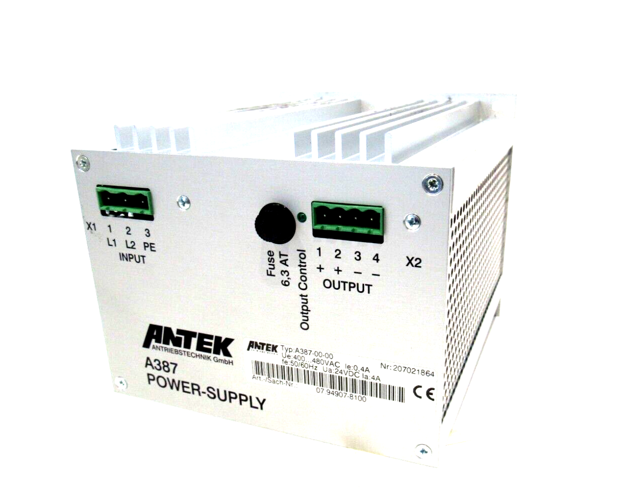 NEW ANTEK A387-00-00 POWER SUPPLY 480VAC 50/60HZ A3870000