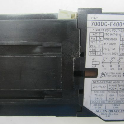 USED ALLEN BRADLEY 700DC-F400 CONTACTOR SER.B 700DCF400