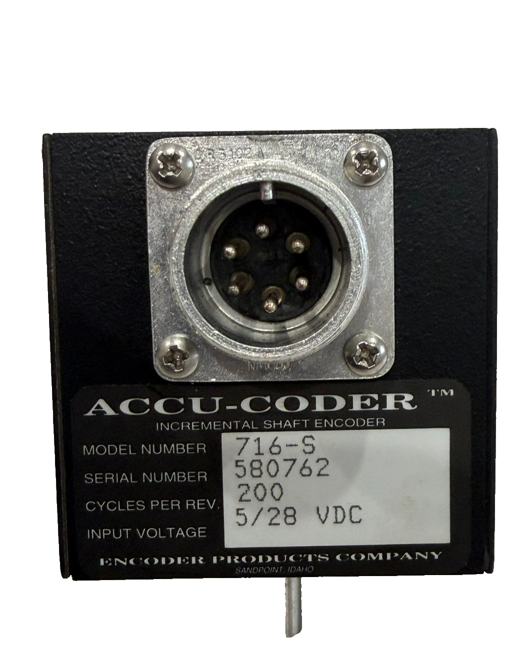 NEW ACCU-CODER 716-0 INCREMENTAL SHAFT ENCODER 5/28VDC 200 PULSES PER ...
