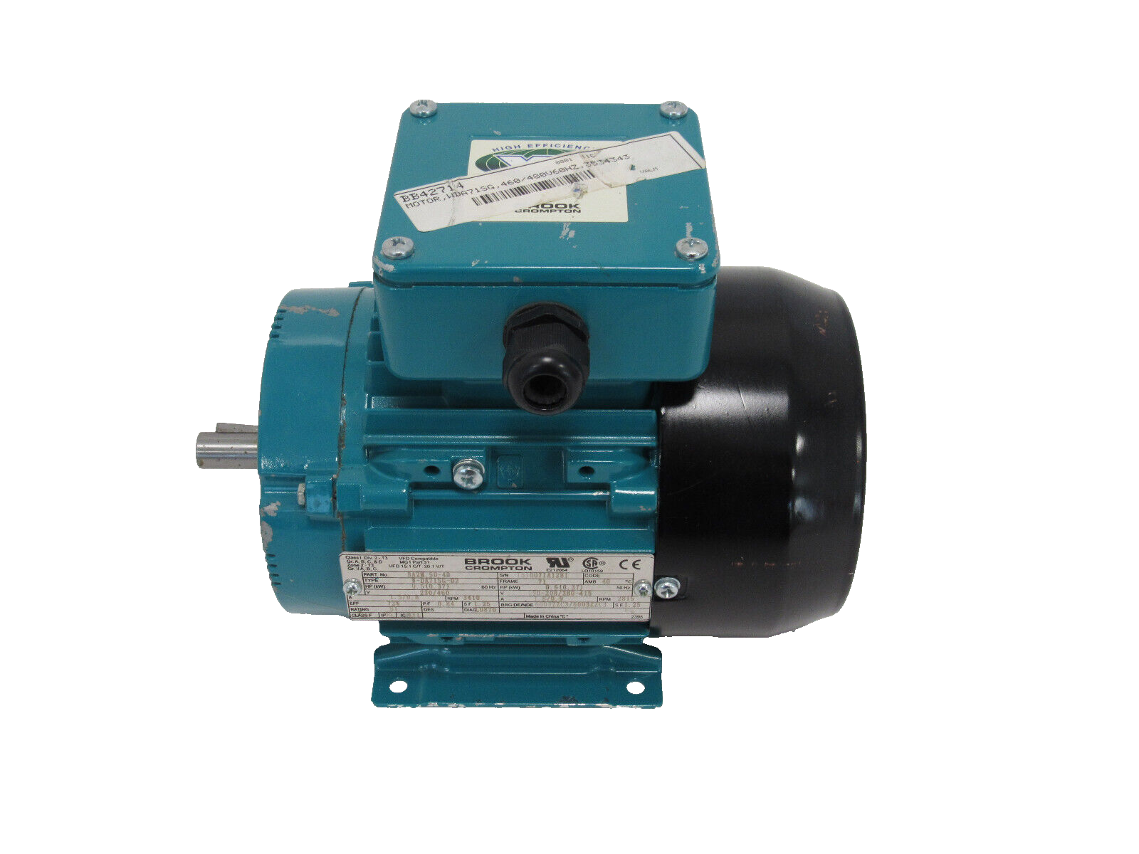 NEW BROOK CROMPTON BA2M.50-4D MOTOR .5HP 230/460V W-DA71SG-D2 BA2M504D - Image 3