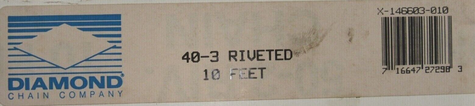 NEW DIAMOND X-146603-010 CHAIN 10' 40-3 RIVETED X146603010 - Image 4