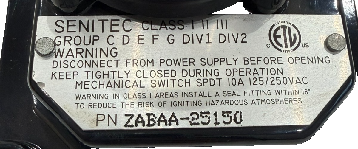 NEW SENITEC ZABAA-25150 VALVE POSITION INDICATOR DEVICE ZABAA25150 - SB ...