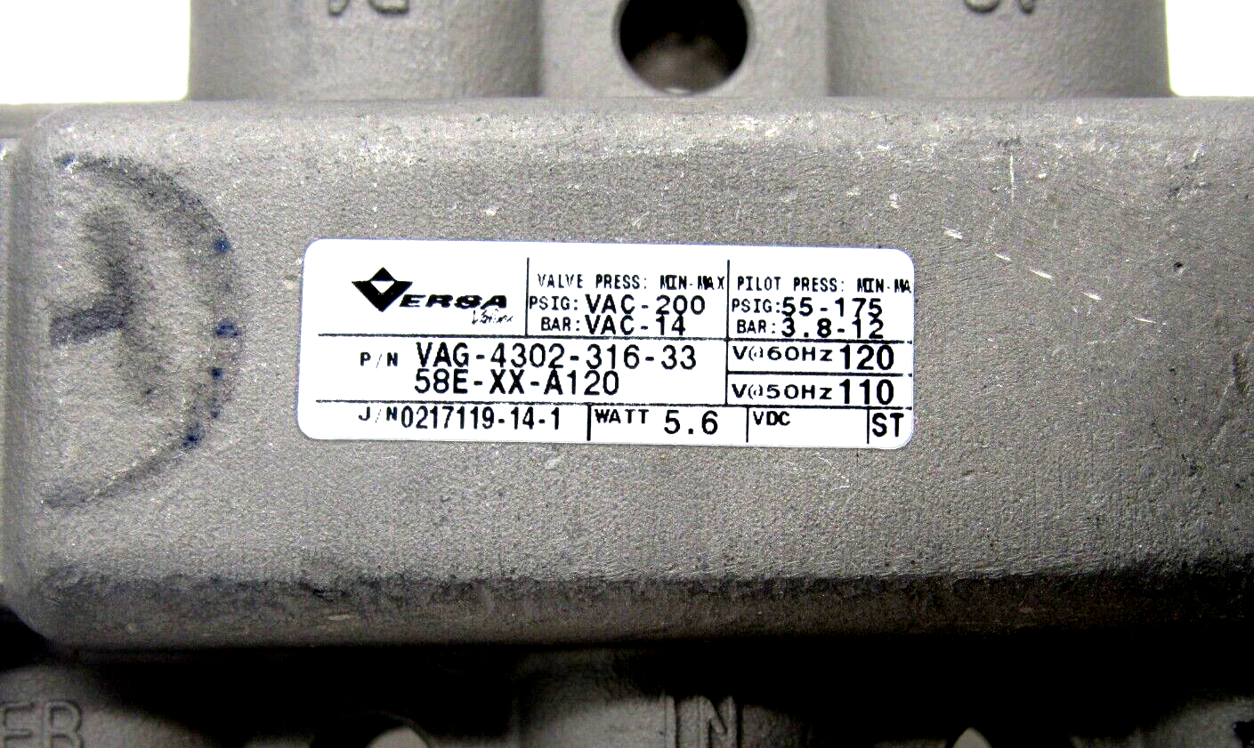 NEW VERSA VALVES VAG-4302-316-3358E-XX-A120 DIRECTIONAL CONTROL