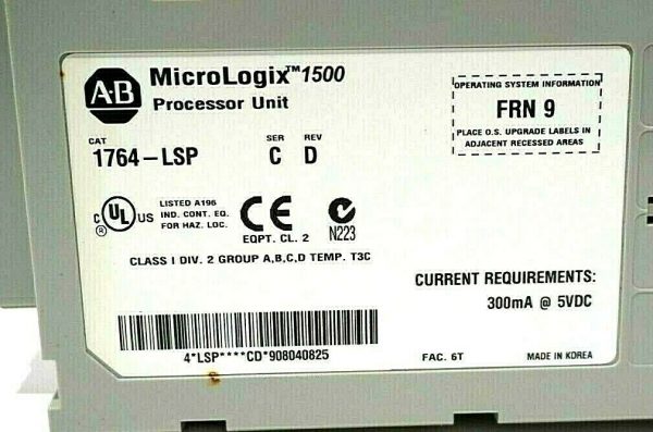 USED ALLEN BRADLEY 1764-LSP PROCESSOR MODULE MICROLOGIX 1500 SER.C REV.D 1764LSP - Image 4
