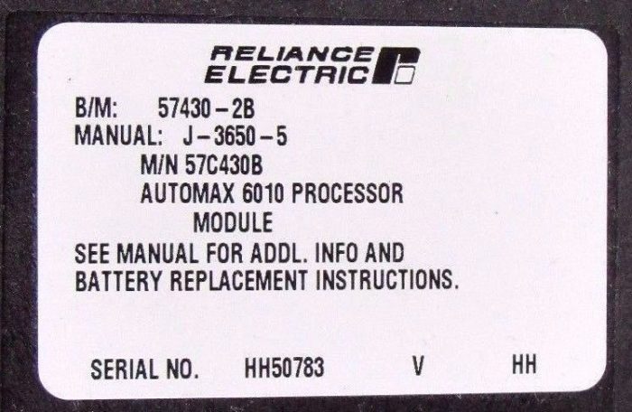 USED RELIANCE ELECTRIC 57C430B PROCESSOR MODULE - Image 4
