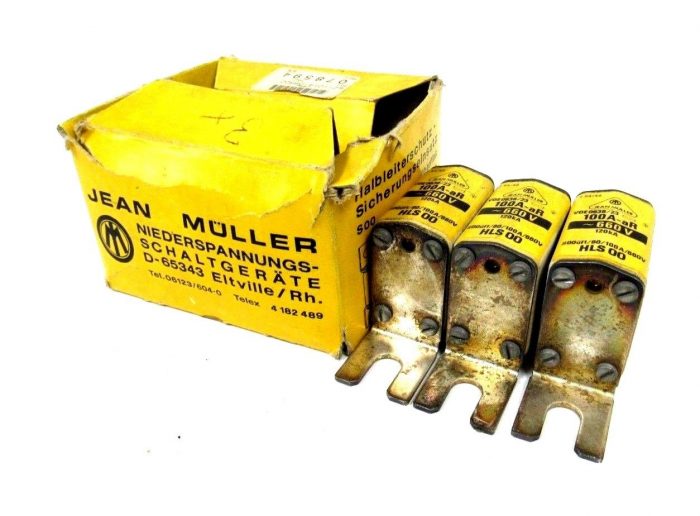 3 NEW JEAN MULLER HLS-00 FUSE 100A HLS-00-100 VDE0636/23 HLS00 100A-AR
