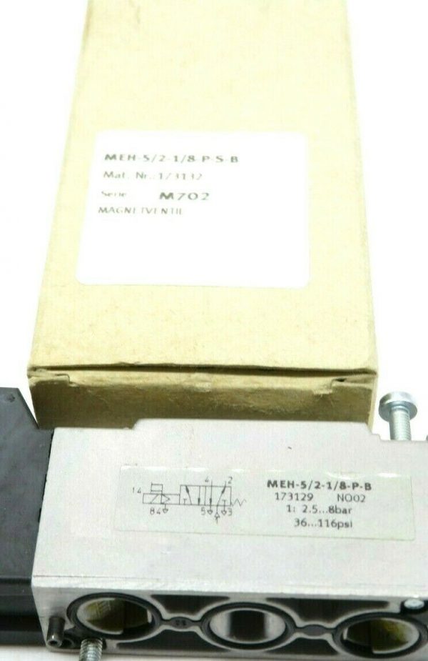 NEW FESTO ELECTRIC MEH-5/2-1/8-P-S-B SOLENOID VALVE MEH5218PSB - Image 4