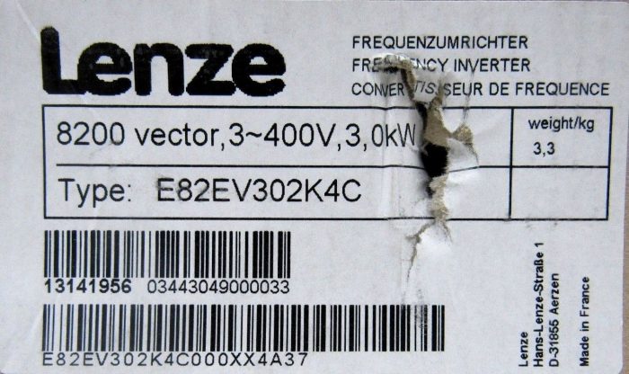NEW LENZE E82EV302K4C FREQUENCY INVERTER 8200 VECTOR 3-400V 3 KW - Image 6