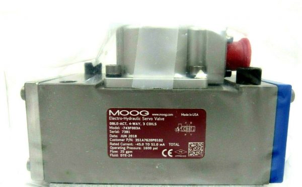 NEW MOOG -743F003A HYDRAULIC SERVO VALVE 351A7620P0102 - Image 3