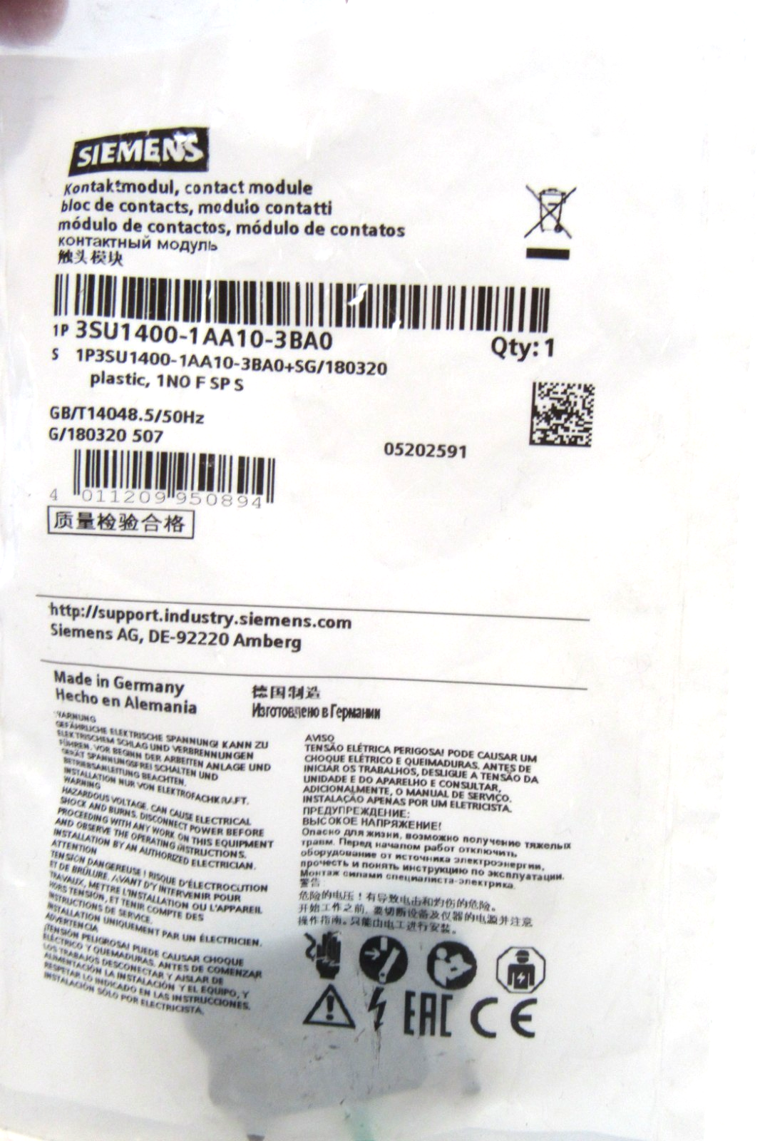 LOT OF 12 NEW SIEMENS 3SU1400-1AA10-3BA0 CONTACT MODULES 3SU14001AA103BA0 - Image 4