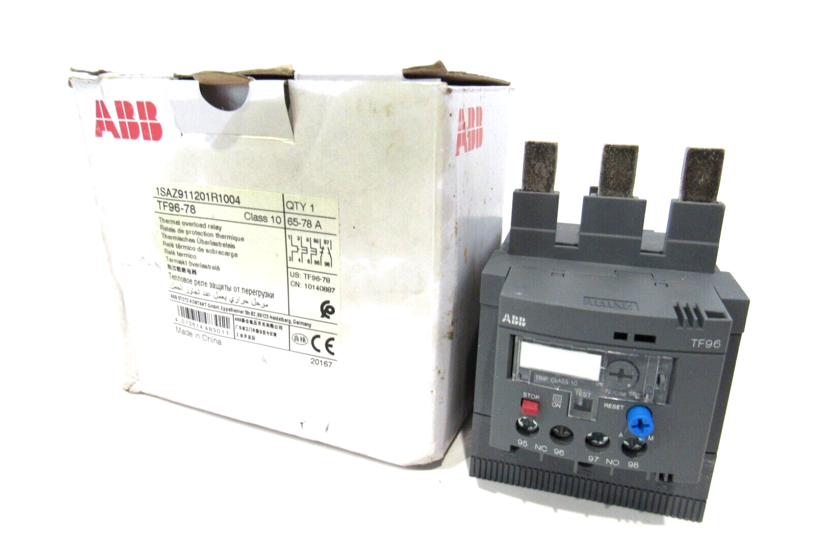 NEW ABB TF96-78 OVERLOAD RELAY 1SAZ911201R1004 TF9678