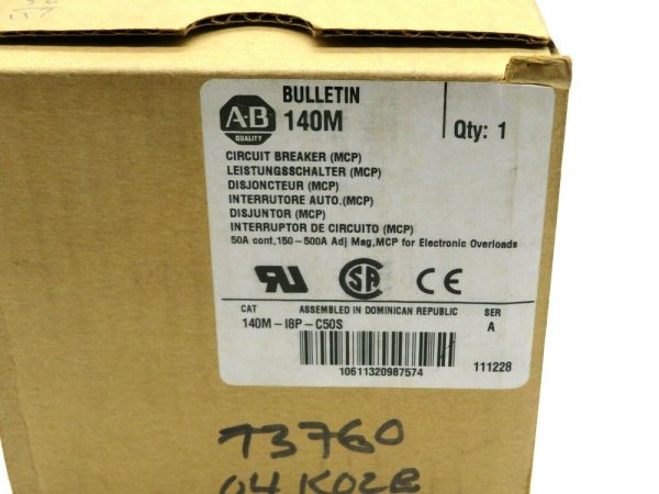 NEW ALLEN BRADLEY 140M-I8P-C50S CIRCUIT BREAKER 50AMP SER A 140MI8PC50S - Image 3