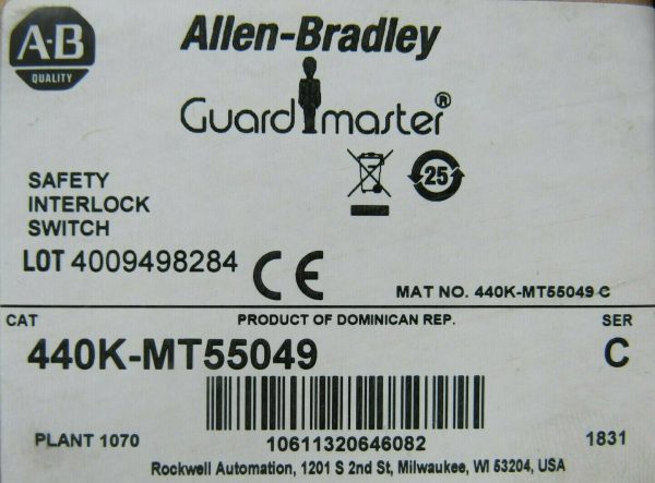 NEW ALLEN BRADLEY 440K-MT55049 SAFETY INTERLOCK SWITCH SER C 440KMT55049 - Image 4