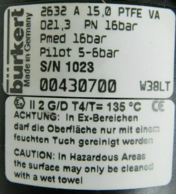 NEW BURKERT 2632-A-2-15 VALVE AND 1067 POSITIONER 0-EE-VA-SA42-C-430700P - Image 6