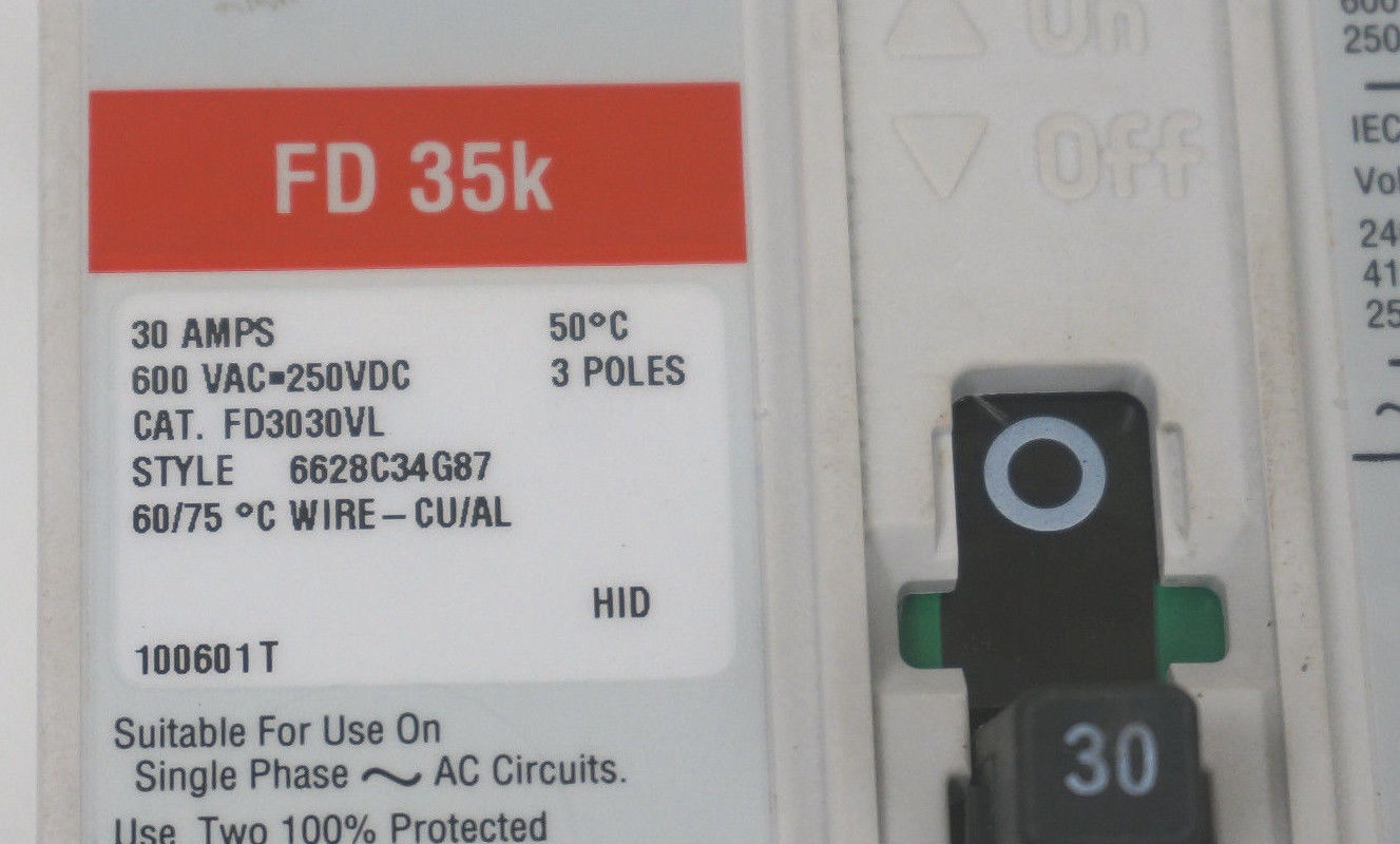 NEW CUTLER HAMMER FD3030VL CIRCUIT BREAKER SER. C, 30A, 600VAC, 3 POLE - Image 6