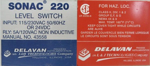 NEW DELAVAN SONAC 220 LEVEL SWITCH 11L SENSOR - Image 5