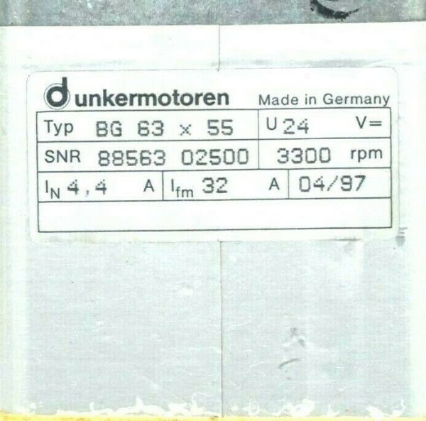 NEW DUNKERMOTOREN 88563-02500 BG-63X55 88851-01763 GEAR REDUCER MOTOR - Image 4