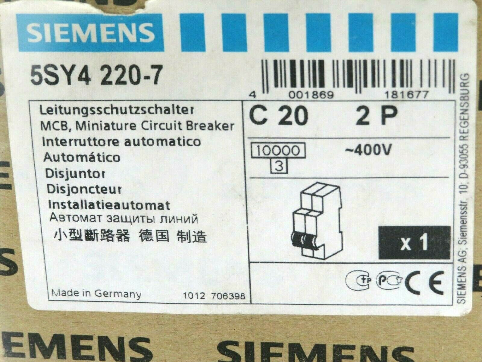 NEW SIEMENS 5SY4 220-7 MINIATURE CIRCUIT BREAKER 2 POLE 5SY42207 - Image 4