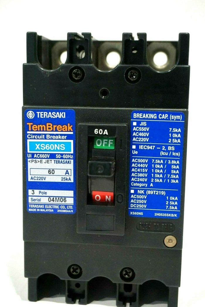 NEW TERASAKI XS60NS-3P-60A-FC CIRCUIT BREAKER XS60NS3P60AFC - Image 4