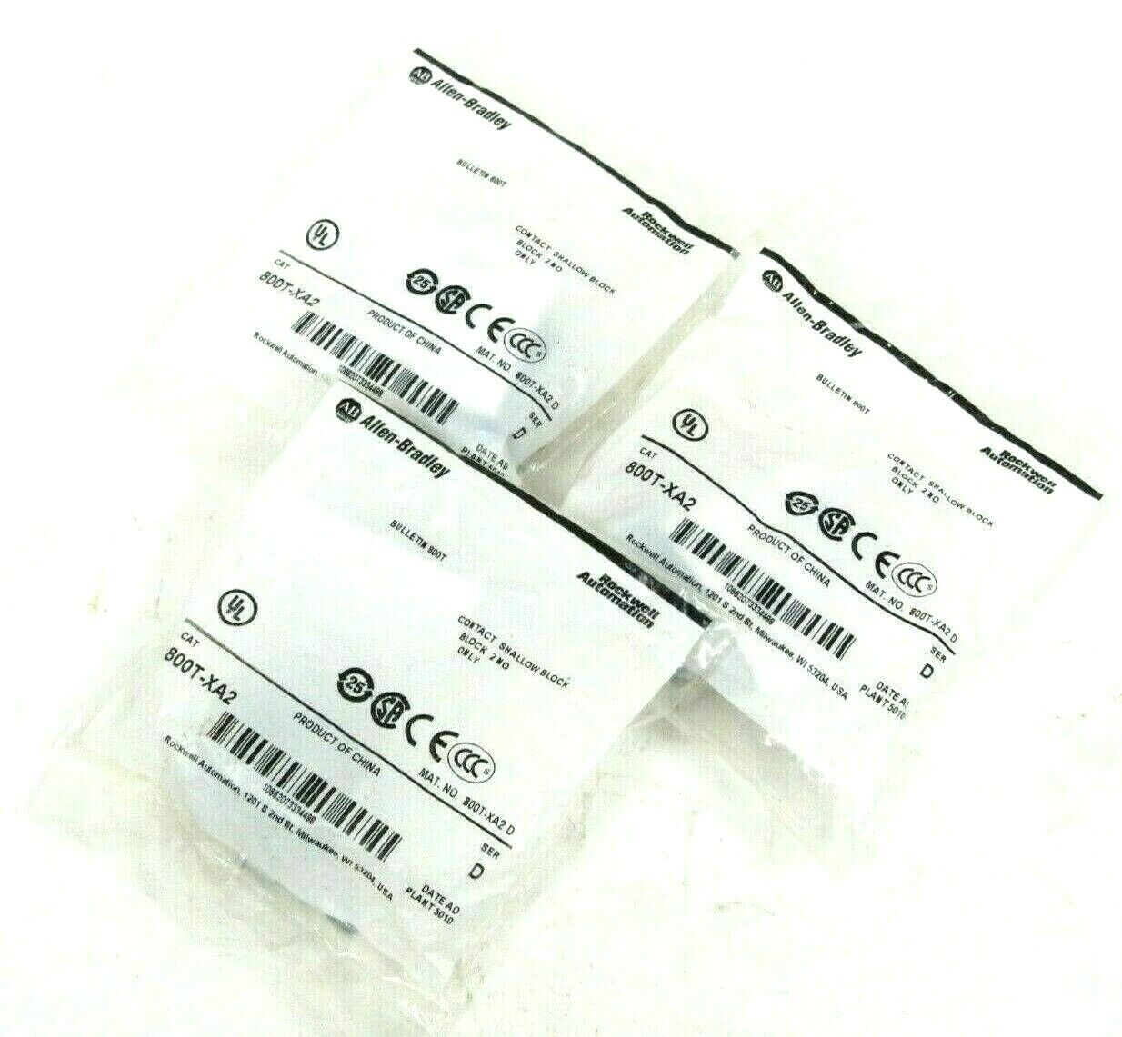 LOT OF 3 NEW ALLEN BRADLEY 800T-XA2 CONTACT BLOCKS 800TXA2