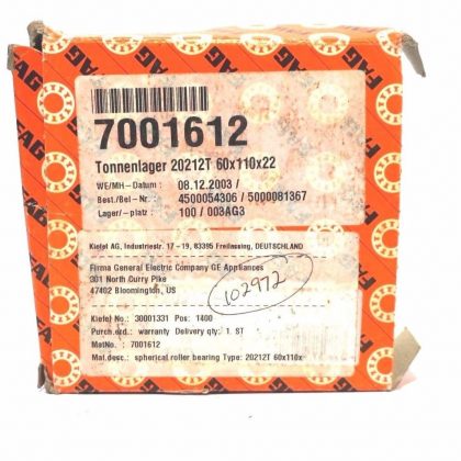 NEW FAG 20212T  60X110X22 SPHERICAL BEARING 7001612