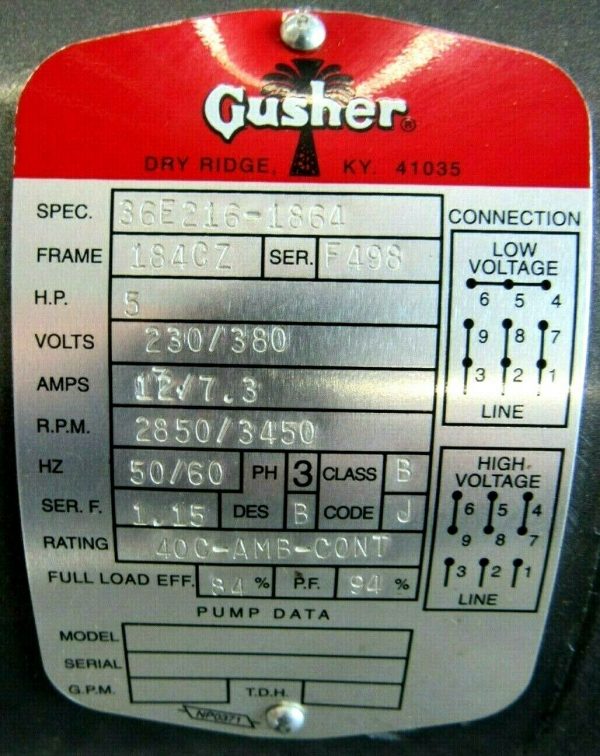 NEW GUSHER PUMPS 11019A-SE-A PUMP 5HP 230/380V I11019ASEA5F3 11019ASEA - Image 6