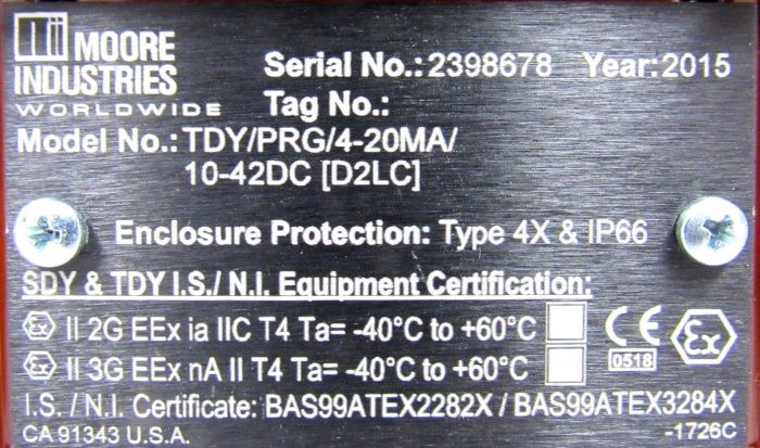 NEW MOORE INDUSTRIES TDY/PRG/4-20MA/10-42DC TEMPERATURE TRANSMITTER - Image 7
