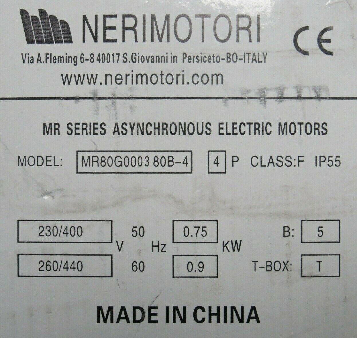NEW NERIMOTORI MR80G0003 80B-4 MOTOR 260/440V 1.2HP - Image 6