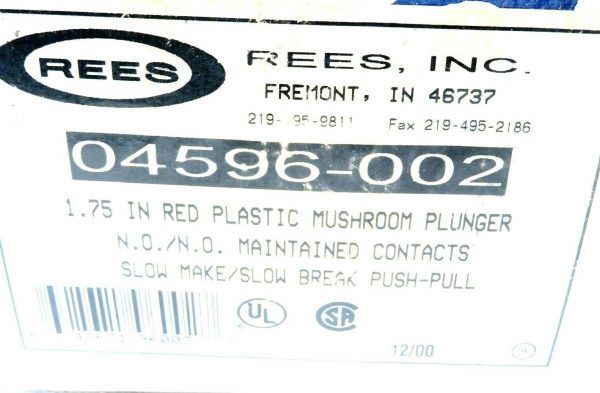 NEW REES 04596-002 RED MUSHROOM PLUNGER 1.75 INCH 04596002 - Image 5