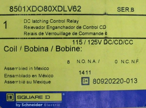 NEW SQUARE D 8501XDO80XDLV62 CONTROL RELAY SER. B - Image 6