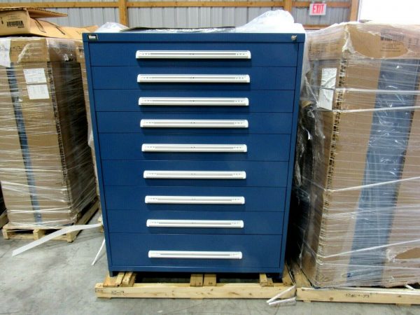 NEW STANLEY VIDMAR 9 DRAWERS CABINET DARK BLUE IN FACTORY PACKAGING 45Wx21Dx59H