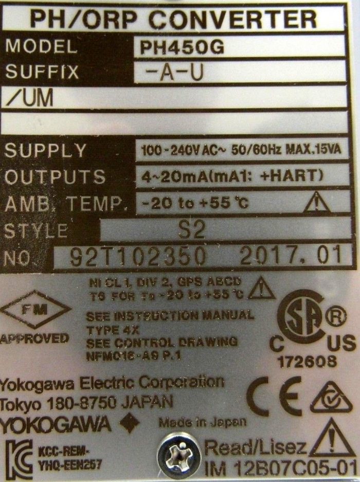 NEW YOKOGAWA PH450G-A-U/UM CONVERTER EXAXT 450 PH450GAUUM - Image 5