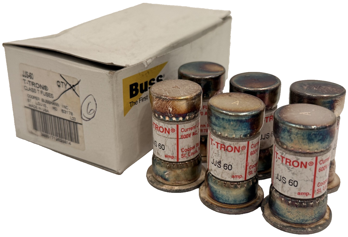 BOX OF 6 BUSSMANN JJS-60 FUSES T-TRON 60A 600V JJS60