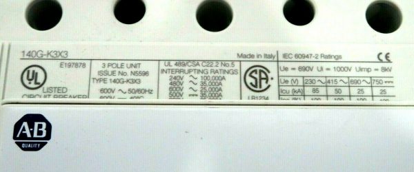 NEW ALLEN BRADLEY 140G-K3F3-D40 CIRCUIT BREAKER 140GK3F3D40 - Image 6