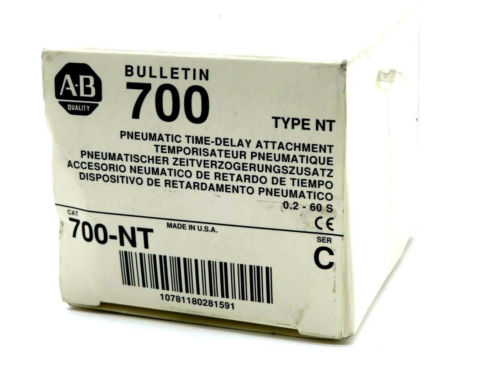 NEW ALLEN BRADLEY 700-NT PNEUMATIC TIME DELAY SERIES C 700NT